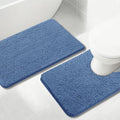 Bathroom Rugs Chenille, Extra Thick and Absorbent, Non-Slip, Machine Washable, Dry Quckily, Soft Cozy Plush, Used Under Shower Bathtub and Sink, Bath mat Sets Fog Blue - color: Denim Blue, size: 20 x 32 inch + 20 x 20 inch (U-Shape)