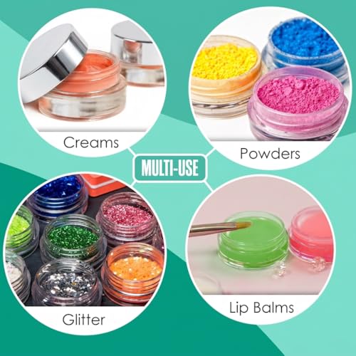 Sample Containers Sample Jars Lip Balm Containers Mini Jars with Lids 50Pk | Houseables Small, Empty, Makeup, Powder, Gloss Cosmetic Tiny Dab Wax Scrub Little Travel Plastic Silver 3 Gram - color: Silver, size: 50 Pack
