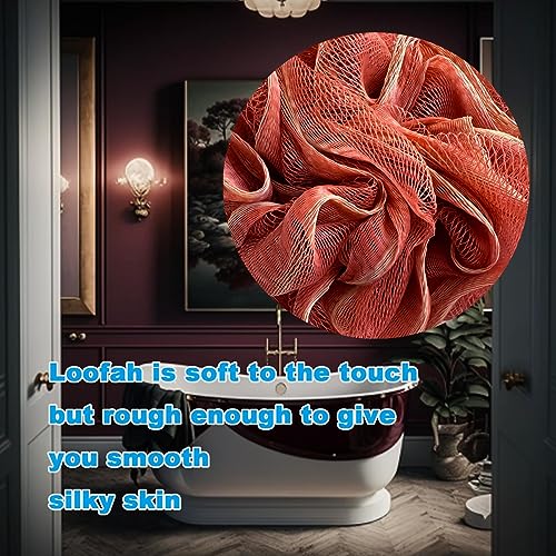 Large Exfoliating Loofah Puff Loufas Lofa Sponges Shower Loufah, Loafas Shower Scrubby Bath Pouf Sponge for Body - WineRed 50g - style: Style 6