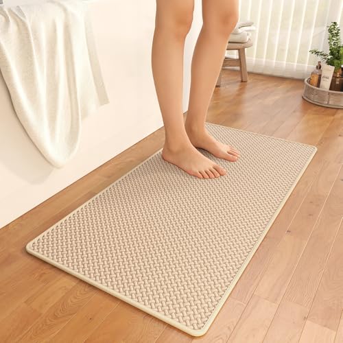 YDKGL Bathroom Rugs Non Slip, Extra Soft Absorbent Quick Dry Bath Mats, Foam Weave Texture Thin Bath Rugs Washable with Rubber Backing, 24" x 48“ - color: Brown, size: 24"x 48"