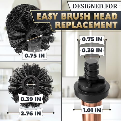 Bronze Toilet Brush and Holder Set - Upgrade Your Bathroom in Seconds - Rust Resistant Stainless Steel Toilet Bowl Brush and Holder with Replaceable Head, Removable Inner Bowl & Splash Guard Cover - color: Bronze