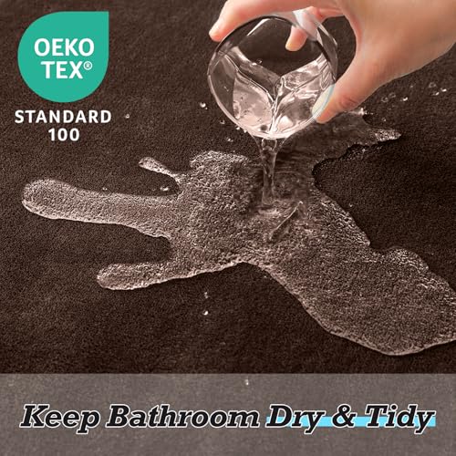 HUXMEYSON Bathroom Rugs Sets 2 Piece, Non-Slip & Quick Dry Bath Mat Set, Ultra Soft Velvet Bath Rugs for Bathroom, Toilet and Shower Floor, Brown - color: Brown, size: 17"x24"+20"x32"