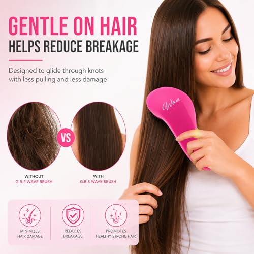 G.B.S Wave Detangling 3-in-1 Hair Brush Set (Pink) - color: Pink