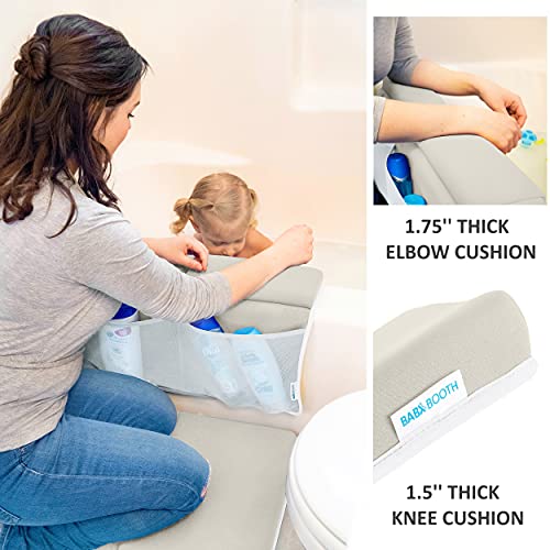 Bath Kneeler with Elbow Rest Pad Set, 1.75 inch Thick Kneeling Pad and Elbow Support for Knee Arm Support, Large Bathtub Kneeling Mat with Toy Organizer for Happy Baby Bathing Time, Beige - color: Beige