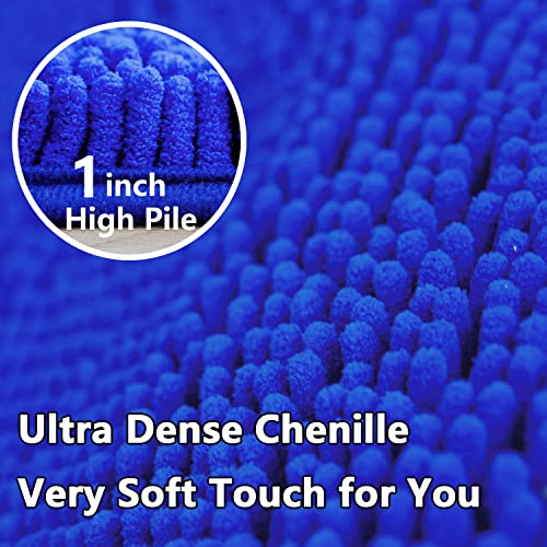 Bathroom Rugs Sets 2 Piece, Extra Soft Chenille Bath Mat Ultra Absorbent Bathroom Rug, Bathroom Mat with Sturdy PVC Non-Slip Bottom, Machine Washable Bath Rugs (20x32 Inch + 16x24 Inch, Royal Blue) - color: Royal Blue, size: 16" x 24" + 20" x 32" (Rectang
