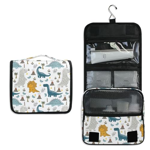 senya Hanging Travel Toiletry Bag Kit Makeup Case Cosmetics Organizer for Men Women - color: Kids Cartoon Dinosaurs