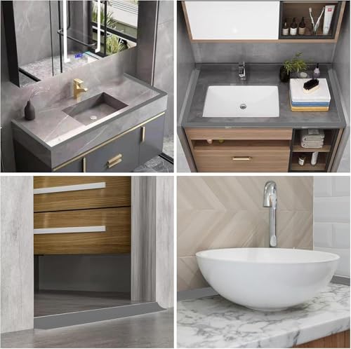 78 Inch Shower Threshold Water Dam, Silicone Barrier Shower Door Bottom Seal Strip, Self Adhesive Waterproof Barrier, for Kitchen Countertop Sink, Cooktop, Bathroom (Grey) - color: Gray, style: 78in