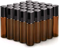 sungwoo 25 Pack Essential Oil Bottles, 10ml Amber Glass Bottles with Stainless Steel Roller Balls and Caps for Travel, Perfume and Lip Gloss - color: Amber, style: 25 Pack