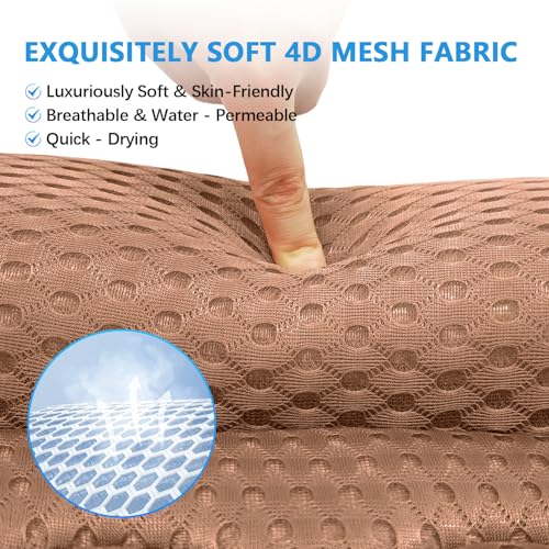 REEZEIVI Bath Pillows for Tub,Bath Pillow with 6 Non-Slip Suction Cups,Soft 4D Mesh Fabric,Bathtub Pillows for Tub Neck and Back Support,Extra Thick Luxury Bathtub Pillows,Brown - color: Brown