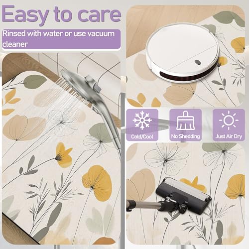 Autumn Flowers Bath Mat, Water Absorbent Quick Dry Thin Bathroom Floor Mat, Rug for Bathroom Kitchen 17"x30" - color: Autumn Flowers