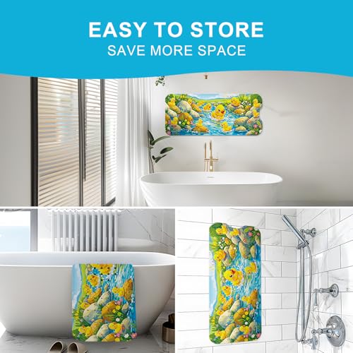 XIYUNTE Baby Bath Mat for Tub Non Slip Kids, BPA Free Extra Long Bathtub Mat 40x16 with Drain Holes and 200 Suction Cups, Non Toxic Machine Washable Toddler Bath Mat, Eco-Friendly Certified - color: Splashy Duck