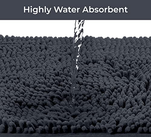 LuxUrux Bath Mat-Extra-Soft Plush Bath Shower Bathroom Rug,1'' Chenille Microfiber Material, Super Absorbent Bath Rug. Machine Wash & Dry (20 x 20 inch, Charcoal) - color: Charcoal, size: 20'' X 20'' U