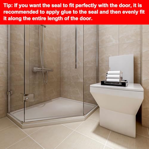 uxcell Shower Door Side Seal, WidenH-Type Shower Door Sweep for 1/4" Glass 86.5" Long Silicone Frameless Glass Door Seal Strip, Stop Shower Leaks, Clear - size: 1/4" Glass 86.5" Long