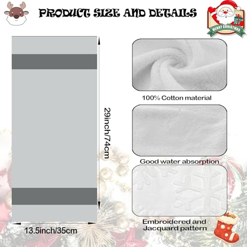 2 Pack Christmas Snowflake Hand Towels 100% Cotton Jacquard Holiday Kitchen Dish Towels Retro Neutral White Bathroom Towels Set Gift Seasonal Xmas Winter Bathroom Decor (Snowflake White) - color: Snowflake White