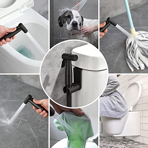 SHAMANDA Handheld Bidet Sprayer for Toilet, Stainless Steel Baby Cloth Diaper Sprayer Kit, Bathroom Toilet Bidet Attachment Set for Bathing Pets Feminine Hygiene, Matte Black BDS01-7 - color: Matte Black, style: Cold Water Mode Only