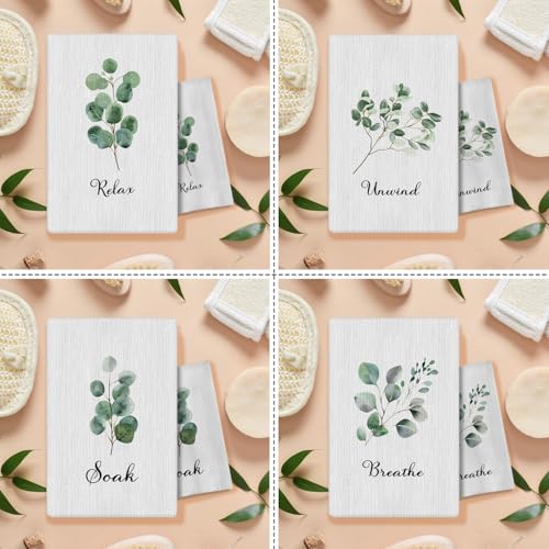 Boho Botanical Hand Towels Set of 4, Relax Breathe Soak Unwind Decorative Towels, Gym Yoga Spa Decor, Boho Decor, 16x24 Inches(Style D) - color: C