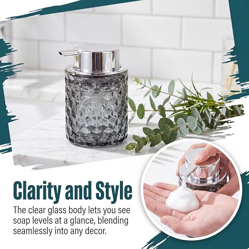 Malachi Foaming Hand Soap Dispenser, Refillable Clear Glass Foam Pump Bottle for Hand Soap, Dish Soap, Body Wash, Shampoo, Facial Cleanser & Baby Wash, Multi‑use for Bathroom, Kitchen & Commercial Use - color: Diamond Black-2
