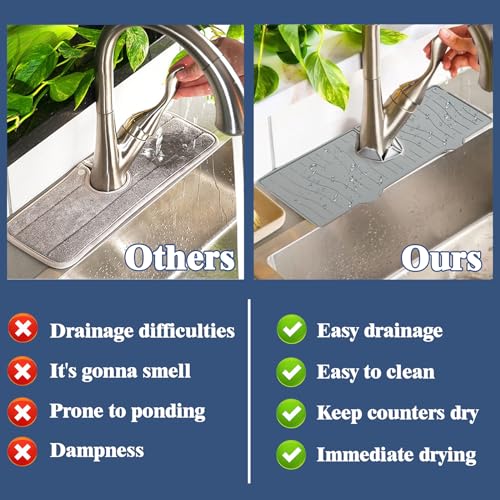 Kitchen Sink Splash Guard,Silicone Faucet Mat Splash Catcher,Kitchen Faucet Mat, Multipurpose for Kitchen Dish Drying Mats Sponge Holder and Bathroom Countertop Protect - color: Gray-5