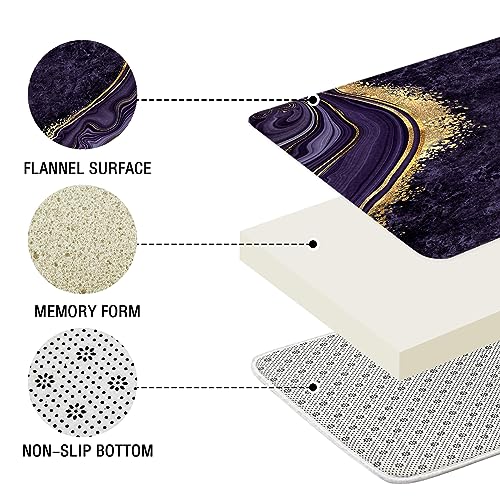 Gibelle 4 Pcs Luxury Marble Shower Curtain Set with Non-Slip Rugs, Toilet Lid Cover and Bath Mat, Gold Foil Purple Bathroom Decor Set with Shower Curtain and Rugs and Accessories - color: Purple