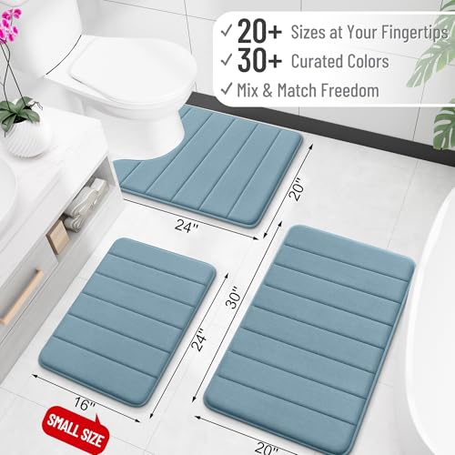 OLANLY Memory Foam Toilet Rugs U Shaped 24x20, Super Soft Absorbent Contour Bath Rugs, Quick Dry, Machine Washable Toilet Mat, Bathmat Floor Carpet, Bathroom Home Decor Accessories, Airy Blue - color: Airy Blue, size: 24" X 20" Contour Rug