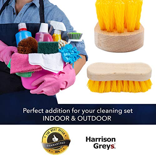 Stiff Bristle Brush - Scrub Brush for Deep Cleaning, Hand Brush with Hard Bristles, Utility Nylon Brush for Indoor and Outdoor, Wooden Boot Hand Scrubber, Scrubbing Brush Heavy Duty