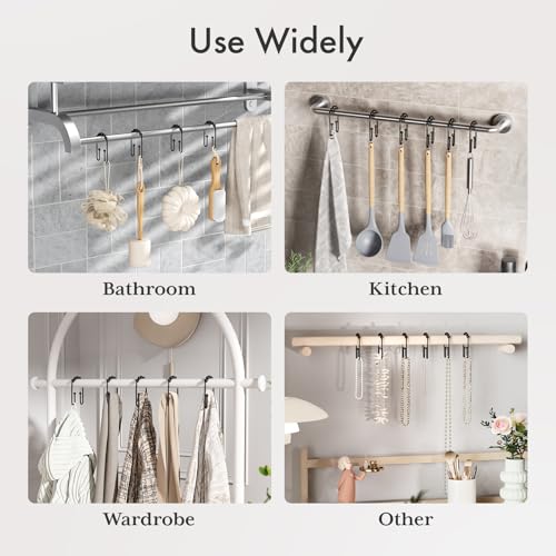 AmazerBath Shower Curtain Hooks Rings, Metal Shower Curtain Rings, Black Shower Curtain Hooks Rust Proof Double Hook Shower Hooks for Shower Curtain and Liner, Shower Rod Hooks Bathroom 12Pcs - color: Matte Black, style: Modern