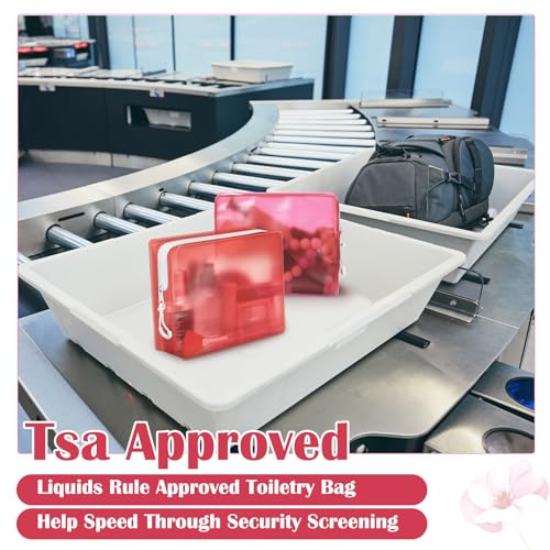8 Pack TSA Approved Travel Toiletry Bags Frosted Translucent Leak-proof Cosmetic Makeup Bags for Women Men Travel Organizer Airport Security(Red,6.7 x 5.5 x 1.8 Inch) - color: Red, size: 6.7 x 5.5 x 1.8 Inch