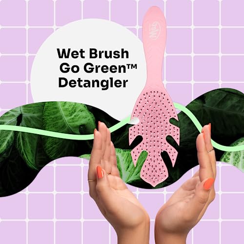 Wet Brush Go Green Hair Detangler Brush, Pink - Detangling Hair Brush - Ultra-Soft IntelliFlex Bristles Glide Through Tangles & Gently Loosens Knots While Minimizing Pain, Split Ends & Breakage - color: Pink, size: 1 Count (Pack of 2)