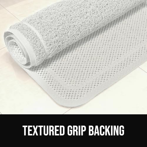 GORILLA GRIP Exfoliating Bath and Shower Mat, Textured Backing, 35x16 Soft Loofah-Style Foot Scrubber for Outside or Inside Bathtub, Quick Dry Easy Drainage Tub Floor Mats, Bathroom Essentials, White - color: White, size: 35" x 16" (Rectangular)