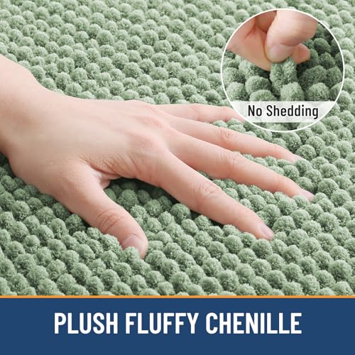 Arotive Bathroom Rugs 60" x 24", Ultra Soft Absorbent Chenille Bath Rugs, Rubber Backing, Machine Washable Bath Mats for Bathroom Floor, Tub and Shower, Home Decor Accessories, Sage Green - color: Sage Green, size: 60" X 24"