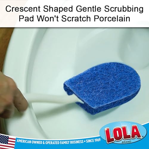 LOLA Bath & Toilet Bowl Scrubber Brush w/Comfort Handle, 6 Pack, w/Hang Hole. Non-Scratch, Removes Rings w/Scrubbing Pad - size: 6 Pack, style: Bath & Toilet Scrubber Brush