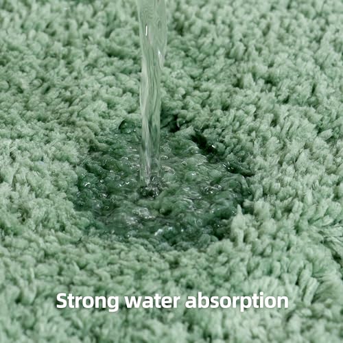 3 Pieces Luxury Bathroom Rug Set with U-Shaped Toilet Rug, Non-Slip Rubber Bottom, Thick Microfiber Fluffy Plush, Water absorption, Quick Dry, Ultra Soft, Bath Mats for Bathroom, Tub(Leaf Green) - color: Sage Green