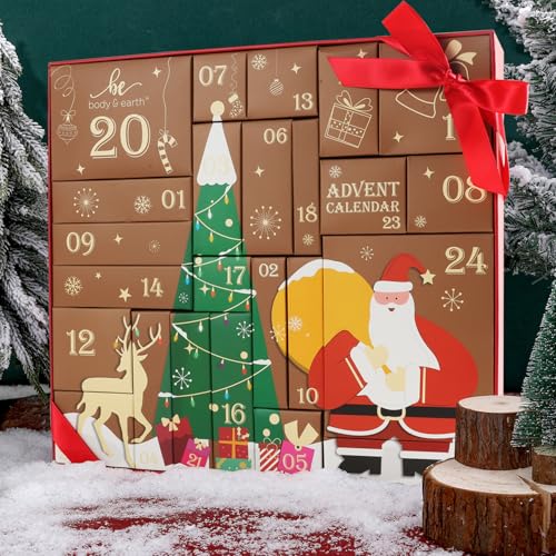 Advent Calendar 2026 BODY & EARTH Holiday Gifts for Women Christmas 24 Days of Beauty Countdow Calendar 24PCS 2026 Skincare Advent Calendar - color: Brown