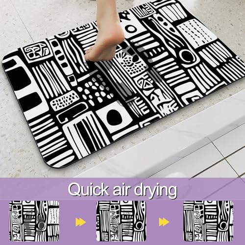 African Motifs Bathroom Rugs Mat, Super Absorbent Quick Drying Floor Mat for Bathroom Entryway 17"x30" - color: African Motifs