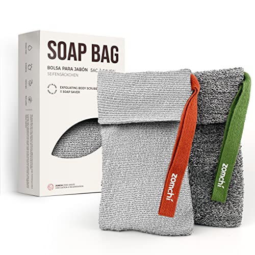 ZOMCHI 2 Pieces Different Roughness Soap Pouch and Soap Saver Pocket for Use in Shower, Body Scrubber Shower Sponge, Premium Exfoliating Soap Bag - style: Gentle and Deep Exfoliating