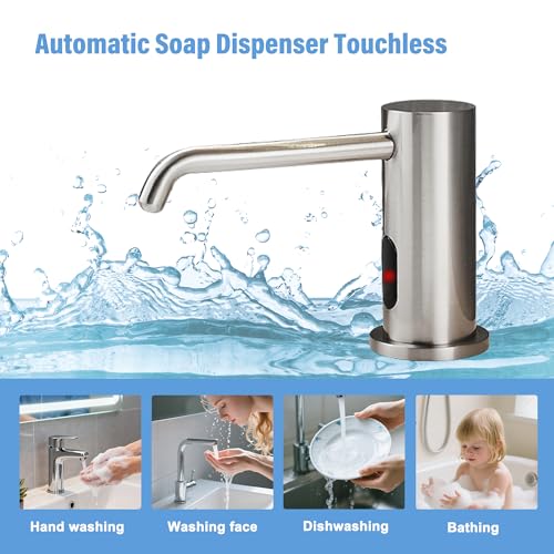Automatic Soap Dispenser Touchless for Kitchen Bathroom Sink Built in Electric Soap Dispenser Infrared Sensors Liquid Commercial Dispenser with Bottle and Pump 33.81oz/1000ml (Brushed Nickel) - color: Liquid-brushed Nickel