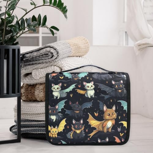 MNSRUU Hanging Toiletry Bag Gothic Skull Cat Bat Travel Makeup bag for Toiletries Portable Travel Toiletry Organizer Cosmetic Bags with Hanging Hook - color: Skull I 4212