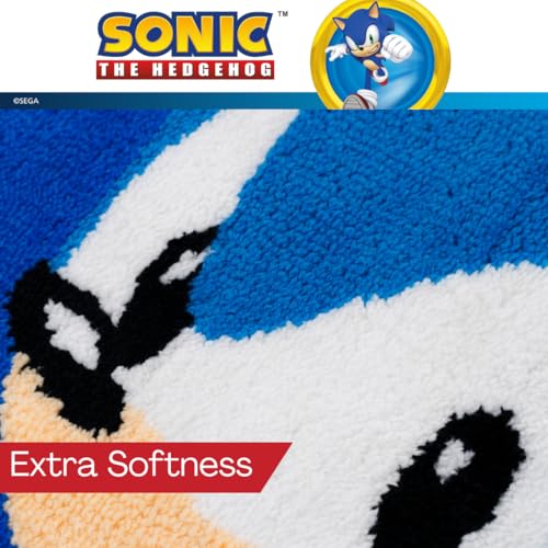 Sega Sonic The Hedgehog Gamer Kids Non Slip Poly Knit Plush Bathroom Mat Rug (Officially Licensed Product) By Franco - color: Sonic the Hedgehog