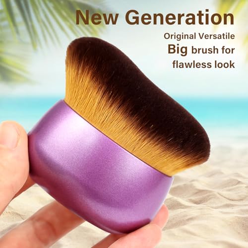 Extra Large Body Makeup Brush For Self Tanner, Leg Makeup &Bronzer Blend,75 mm Wide-headed Kabuki Brush Provides More Even &Pretty Application, Sunscreen Face& Back Makeup Brush, Wet&Dry Use- Purple - color: Purple