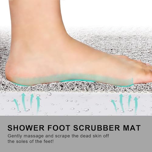 Nonslip Bathtub Mat, Anti Slip Bath Mat 0.6" Extra Thick, Quick Dry Bath Tub Anti Slip Shower Mat, Loofah Non-Slip Bath Mat for Tub Bathroom Pool Kitchen Entryway Home Hotel(Light Gray 24x24) - color: Light Grey, size: 24" x 24" (Square)