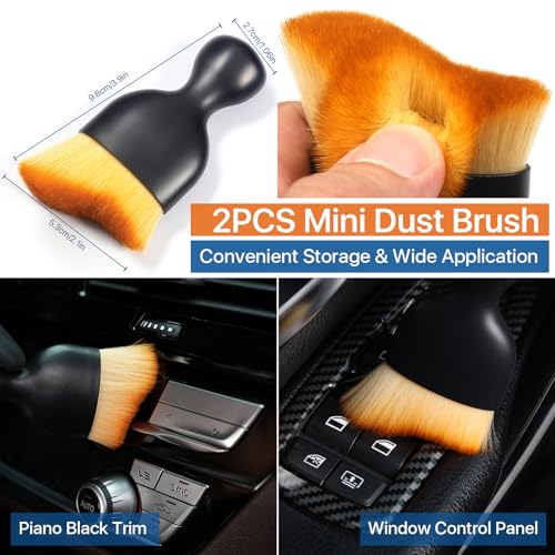 Curveball Detail Brush, Car Ultra Soft Bristles Detailing Brushes, 4PCS Professional Auto Cleaning Brush, Covers Large Area Inside or Outside Vehicles, Exterior Interior Brush- Gray - color: Gray