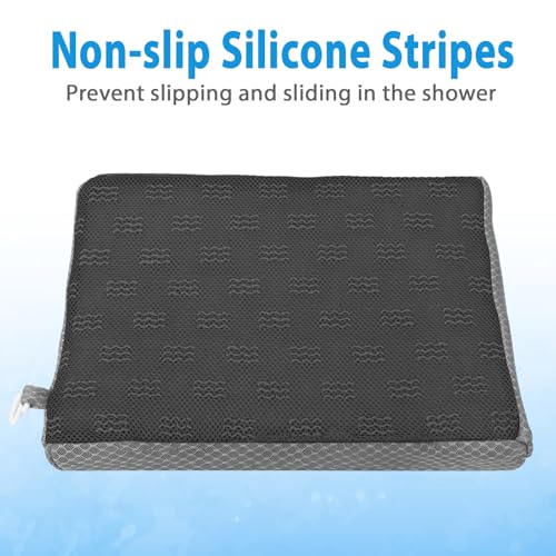 Shower Seat Cushion, Shower Chair Cushion for Transfer Benches in Bathtub, Cushion for Sauna, 3D Mesh Pad with Hook, Slip-Resistant, Design for Elderly, Senior, Handicap Disabled - size: Gray
