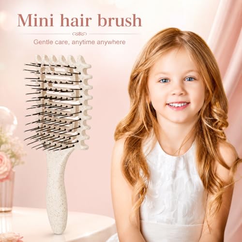 Curl Defining Brush for Curly Hair, Vented Detangling Hair Brush for Wet and Dry Styling, Curved Brush for Shaping and Smoothing Curl Clumps, Lightweight Hair Brush (2Pcs Beige) - color: 2Pcs Beige