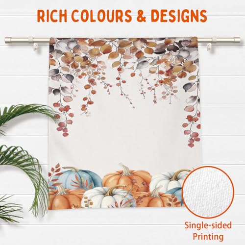 Fall Hand Towels for Bathroom 14.4 x 28.3 Inch Orange Blue Pumpkin Bath Towel Set of 2 Autumn Leaf Hand Towel Thanksgiving Kitchen Towels for Bathroom Hotel Gym Spa Decor - color: Fall Blue