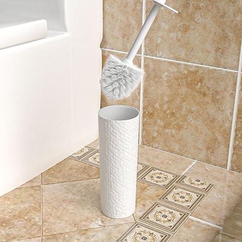 Toilet Brush, 2 Pack Toilet Brushes & Holders Sets with Plastic Handle and Soft Flexible Bristles, 4 Toilet Brush Heads for Bathroom Toilet-Ergonomic, Elegant, Durable Loo Brush (White)