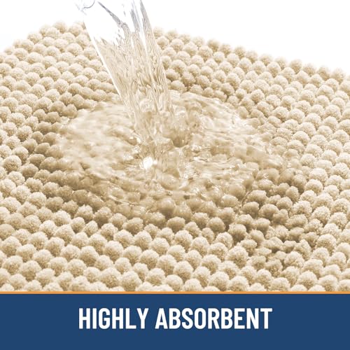 Arotive Bathroom Rugs 34" x 21", Ultra Soft Absorbent Chenille Bath Rugs, Rubber Backing, Machine Washable Bath Mats for Bathroom Floor, Tub and Shower, Home Decor Accessories, Beige - color: Beige, size: 34" X 21"