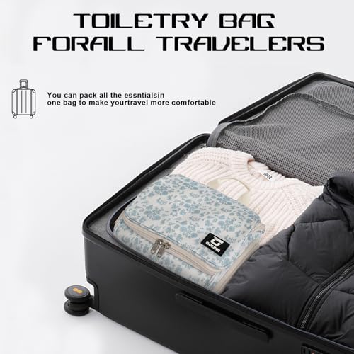Goloni Hanging Toiletry Bag, 10 Compartments Water-Resistant Makeup Bag with 360° Spinning Metal Hook, Large Travel Cosmetic Organizer for Men & Women, Flower (7.05oz) - color: Flower