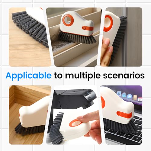 2 in 1 Groove Cleaning Brush, Multifunction Hard Bristle Crevice Cleaner Brush with Hidden Scraper,Window Track Cleaning Tools for Sliding Door Track,Window Sill (2 PCS) - color: 2 Pcs