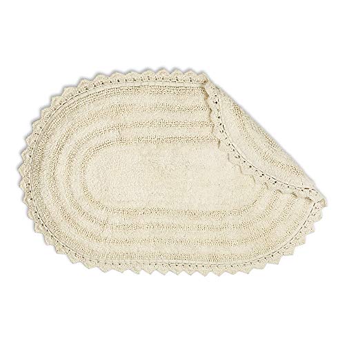 DII Crochet Collection Reversible Bath Mat, Large Oval, 21x34, Off White - color: Off White, size: 1'9" x 2'10" (Oval)