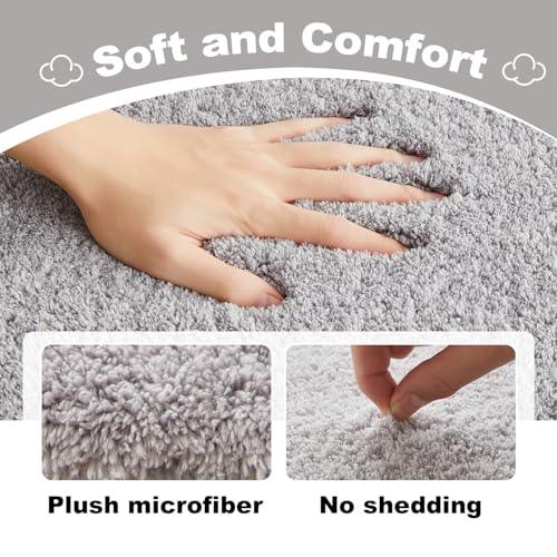 TYUU Light Grey Bathroom Runner Rugs, Ultra Soft Long Bath Mat Machine Washable Super Absorbent Quick Dry Bathroom Runner Rug 16 x 60 Non Slip, Light Grey 16" x 60" - color: Light Grey, size: 16" x 60"